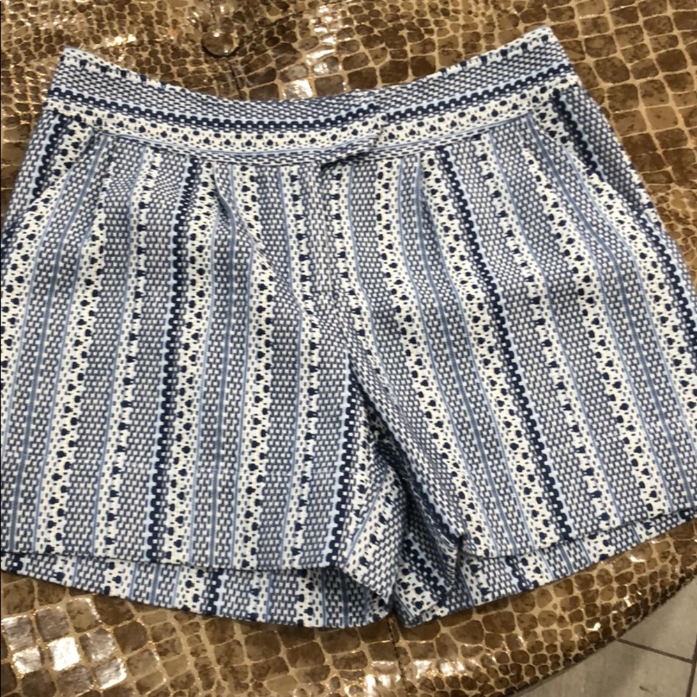 Knit blue and white shorts